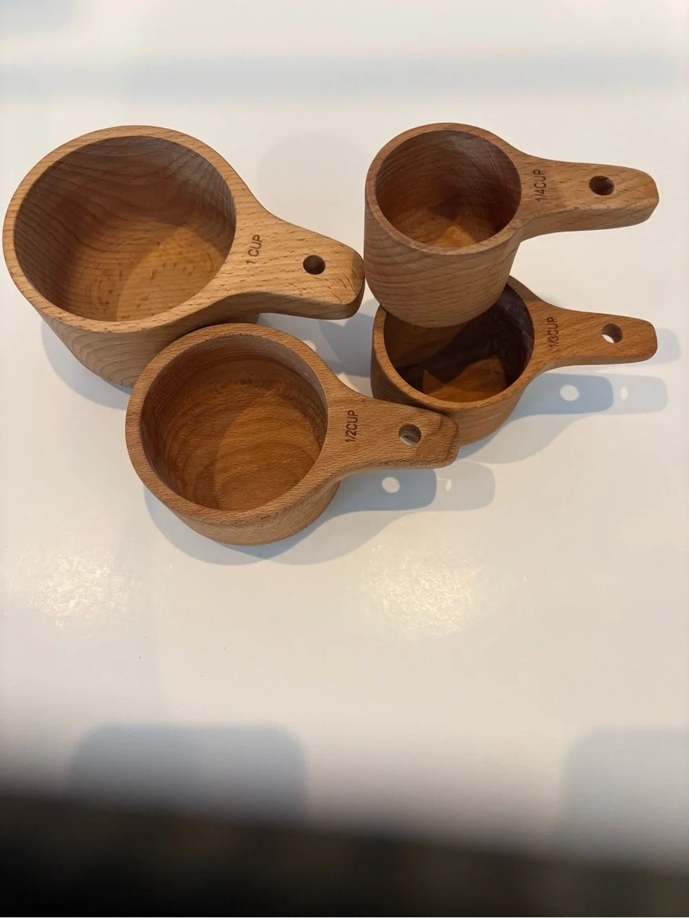 Wood Measuring Cups Set of 4 Nesting Stackable Rustic